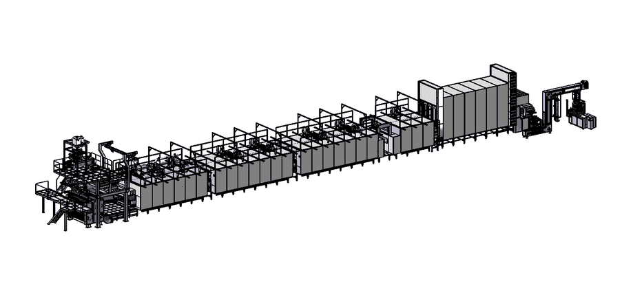 Complete long-cut pasta line — technical drawing